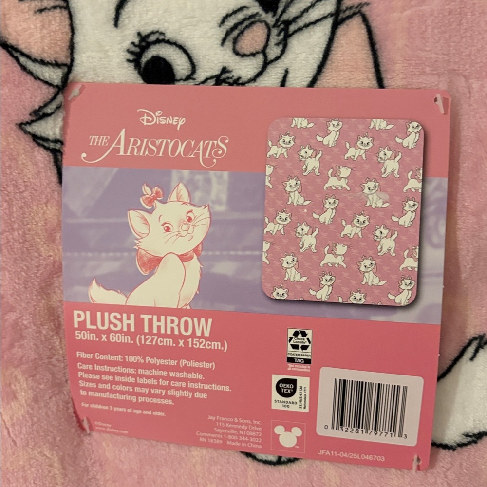 Disney Aristocats Marie Pink Fleece Blanket 50 X 60 inches - Picture 2 of 3